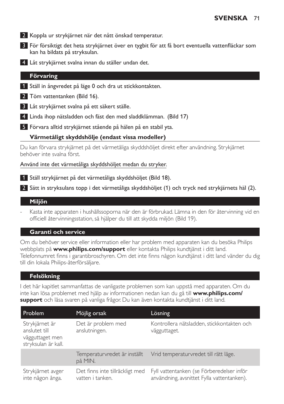 Philips Azur Fer vapeur User Manual | Page 71 / 76