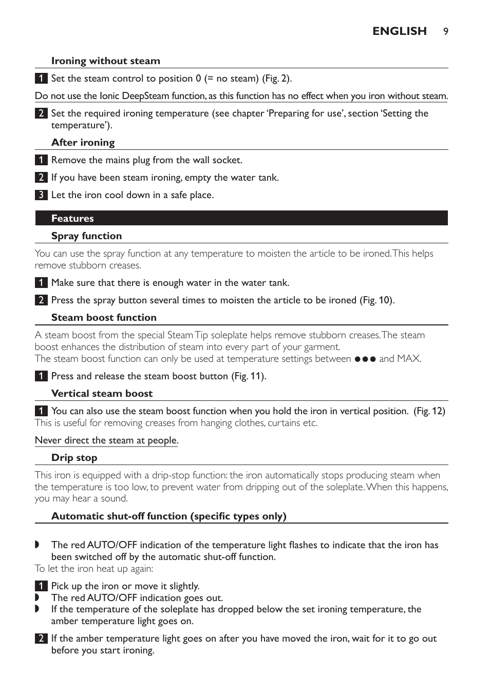 Philips Azur Fer vapeur User Manual | Page 9 / 76