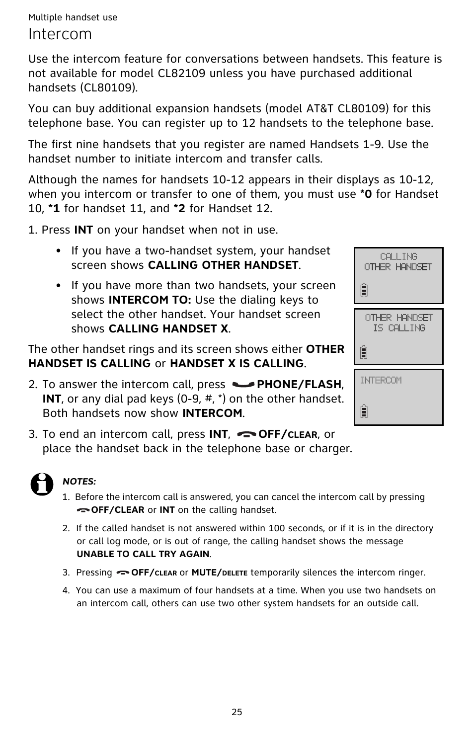 Intercom | AT&T DECT CL82359 User Manual | Page 30 / 77