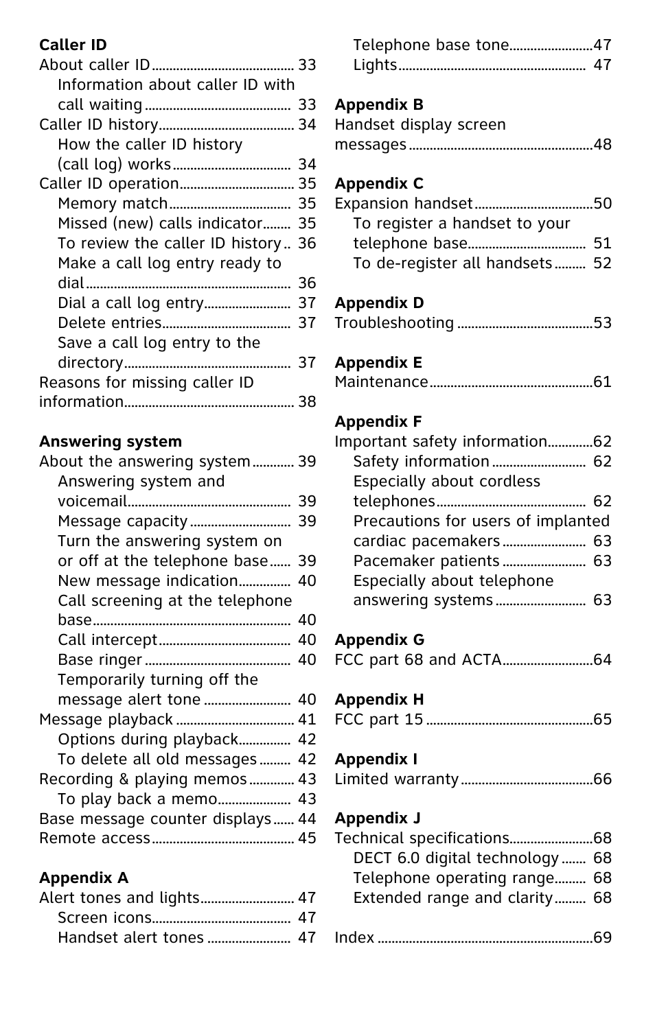 AT&T DECT CL82359 User Manual | Page 5 / 77
