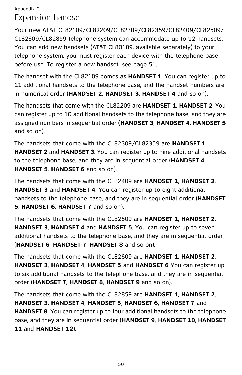 Expansion handset | AT&T DECT CL82359 User Manual | Page 55 / 77