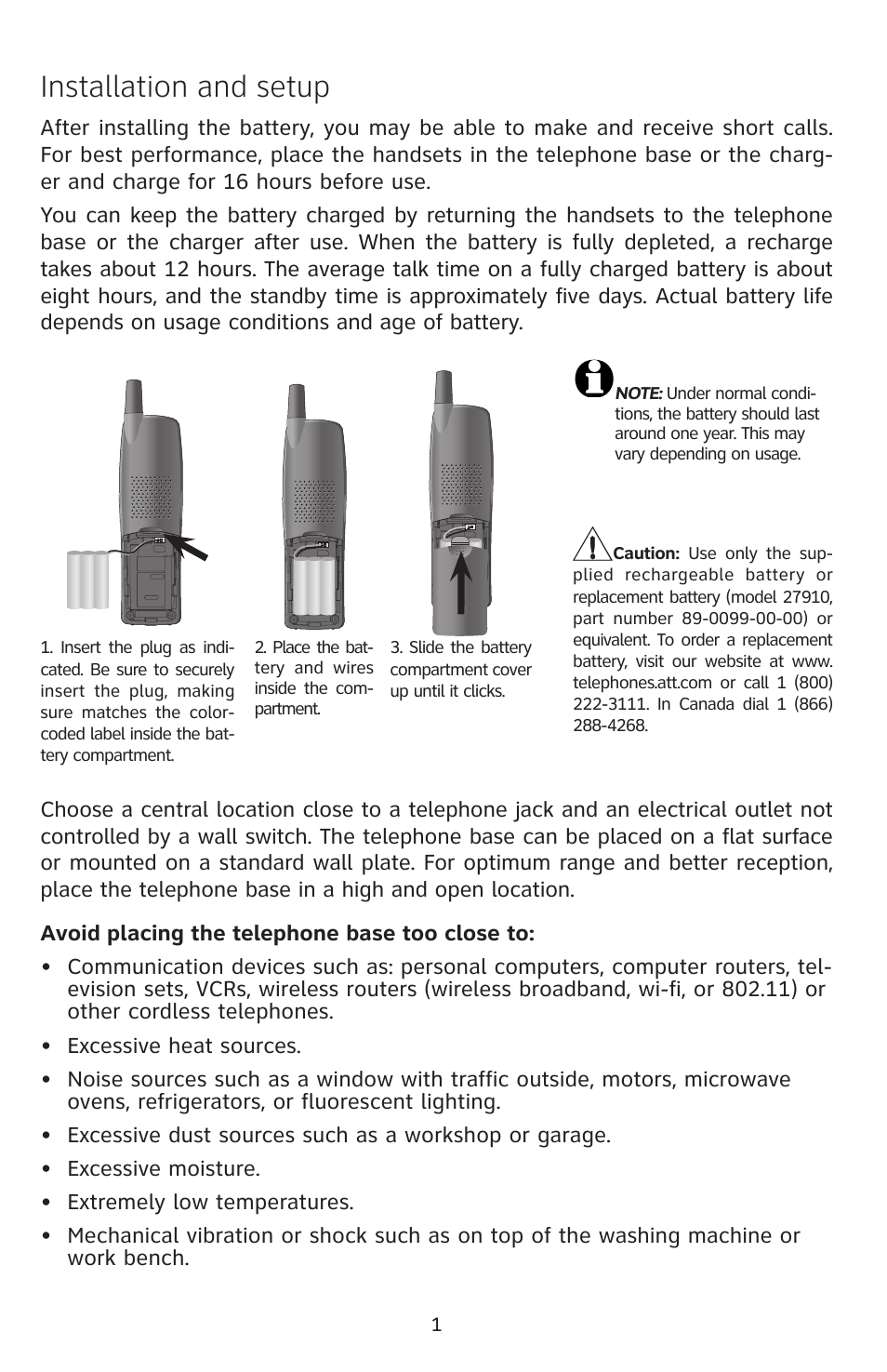 Installation and setup | AT&T E2812B User Manual | Page 2 / 6