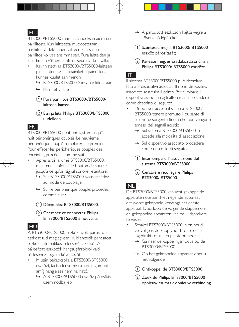 Philips enceintes sans fil stéréo User Manual | Page 24 / 52