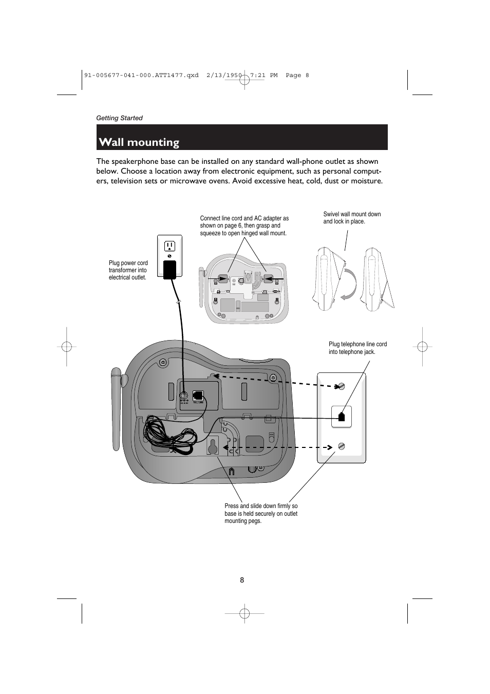 Wall mounting | AT&T 1177 User Manual | Page 10 / 47