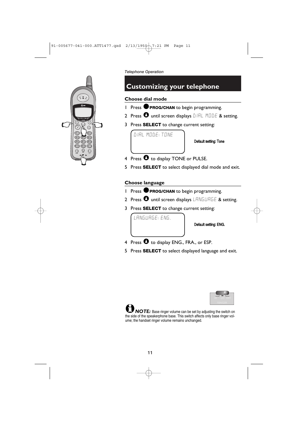 Customizing your telephone | AT&T 1177 User Manual | Page 13 / 47