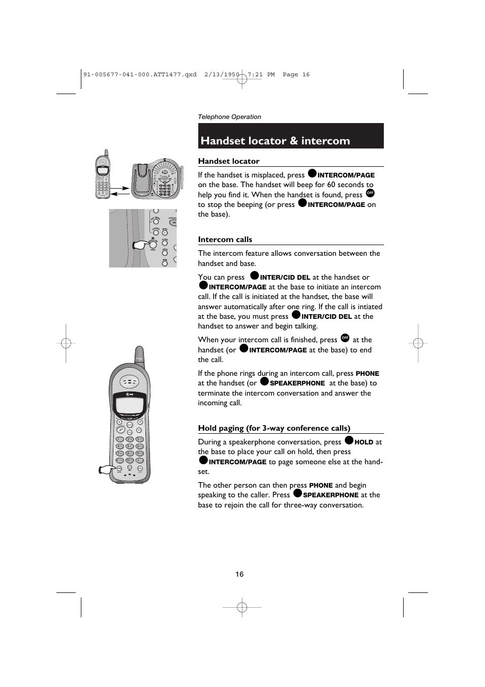 Handset locator & intercom | AT&T 1177 User Manual | Page 18 / 47
