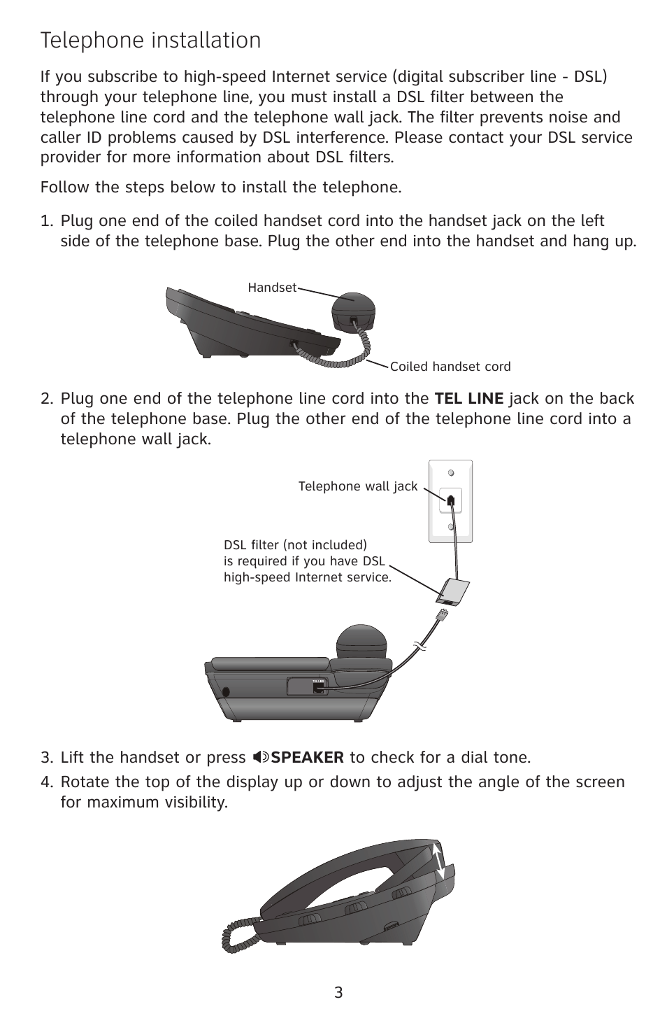 Telephone installation | AT&T CL2939 User Manual | Page 4 / 10