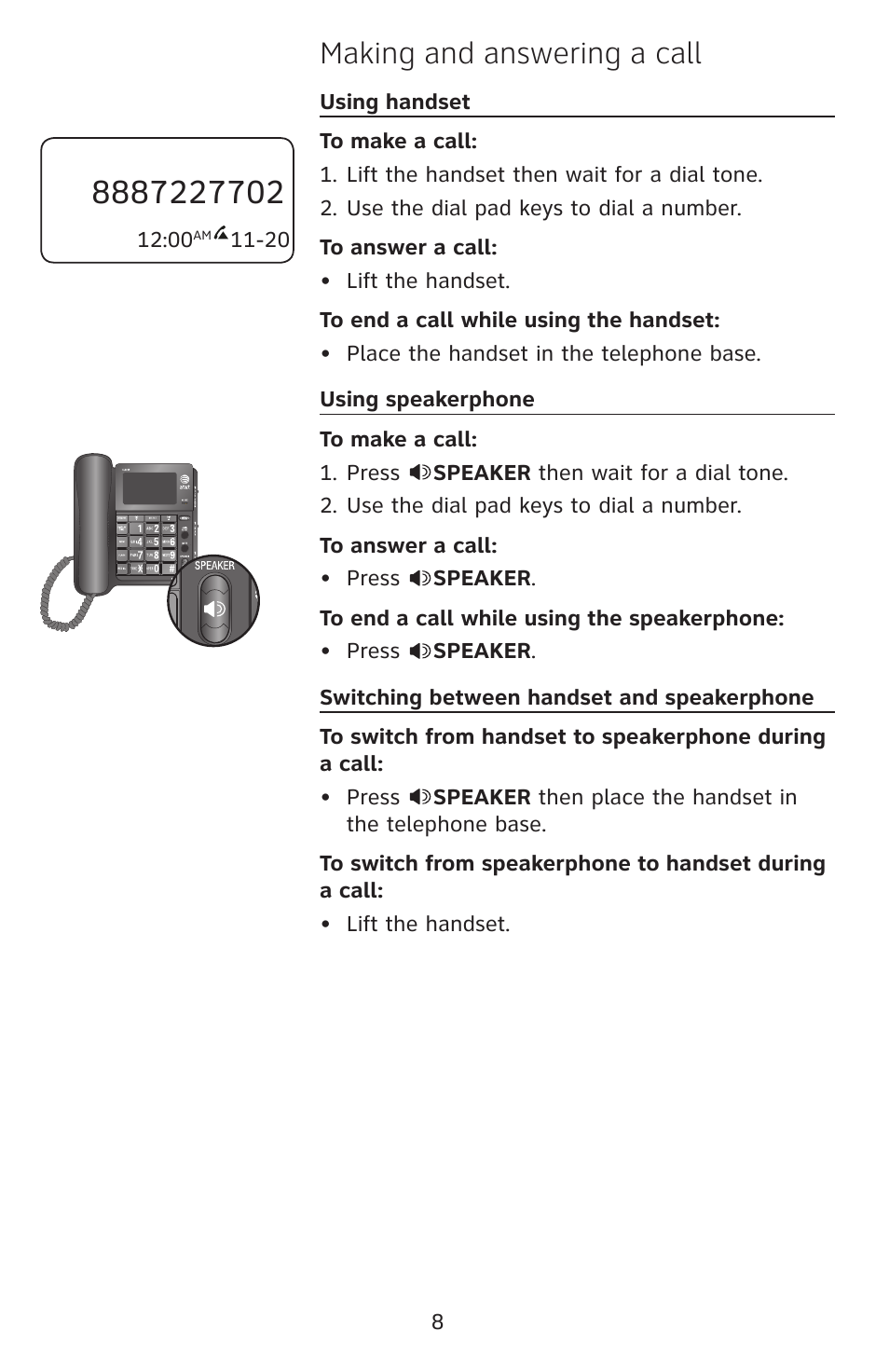 Making and answering a call | AT&T CL2939 User Manual | Page 9 / 10