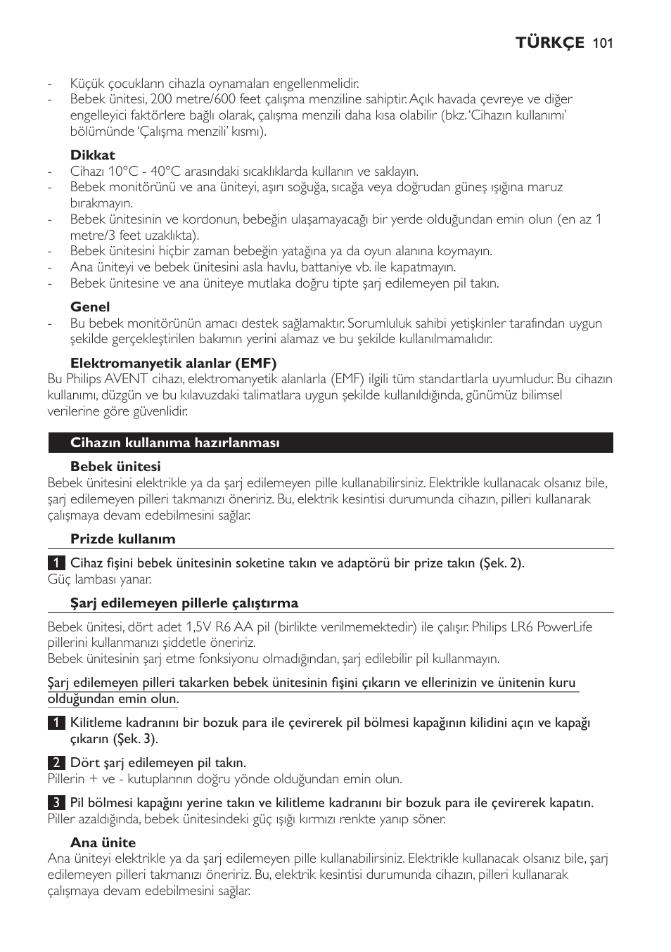 Philips AVENT Écoute-bébé analogique User Manual | Page 101 / 120