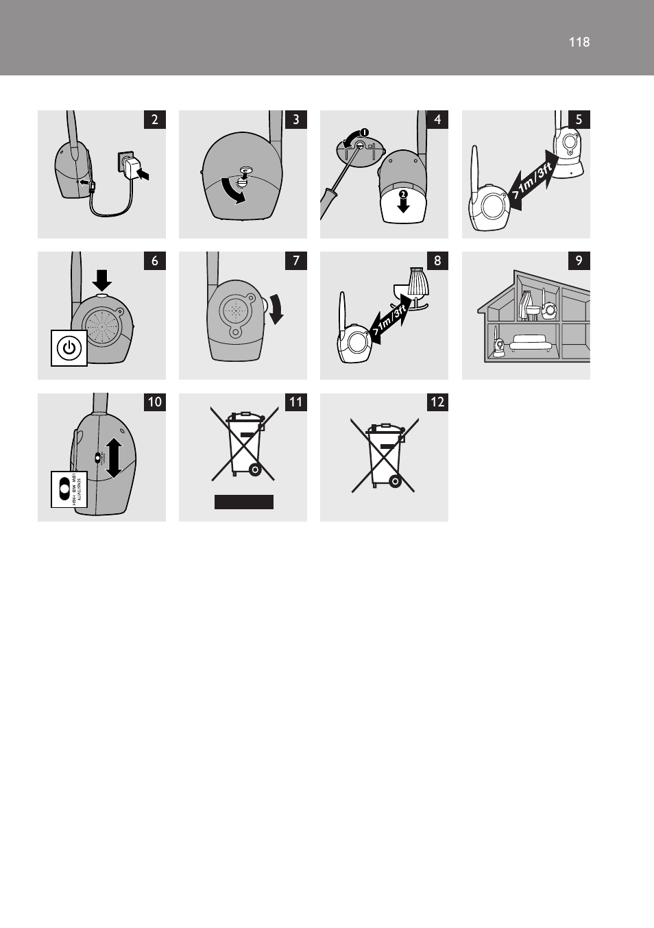 Philips AVENT Écoute-bébé analogique User Manual | Page 118 / 120