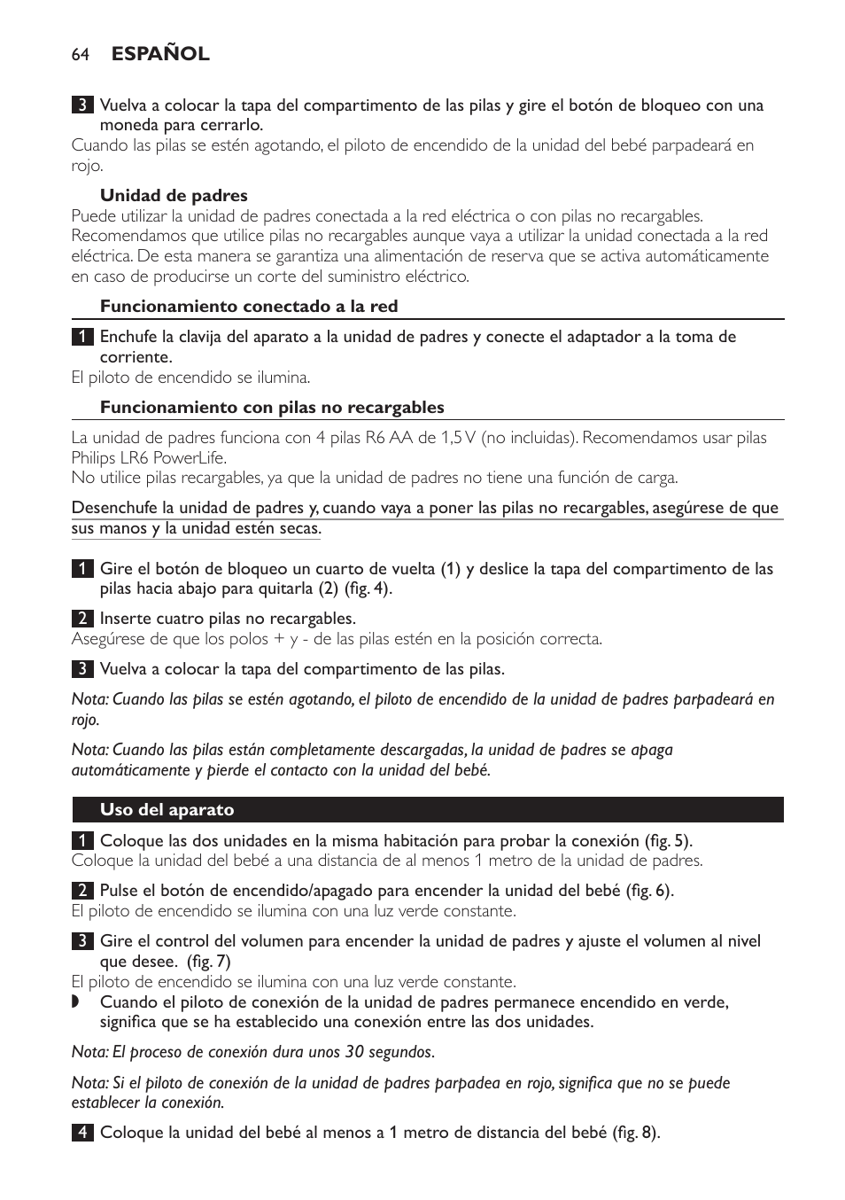 Philips AVENT Écoute-bébé analogique User Manual | Page 64 / 120