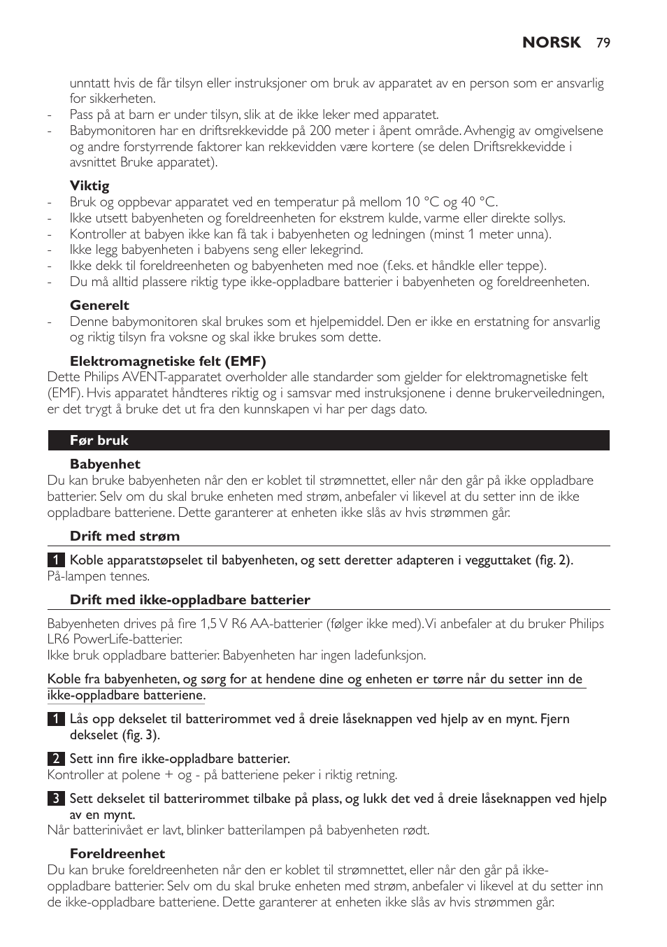 Philips AVENT Écoute-bébé analogique User Manual | Page 79 / 120