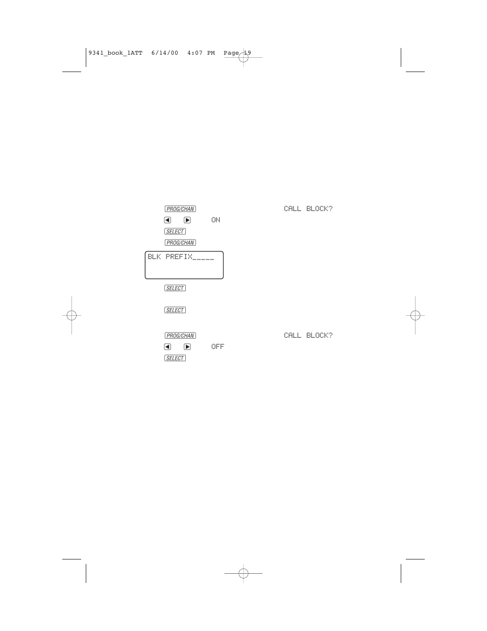 Caller id operation, Call block | AT&T 9341 User Manual | Page 21 / 26
