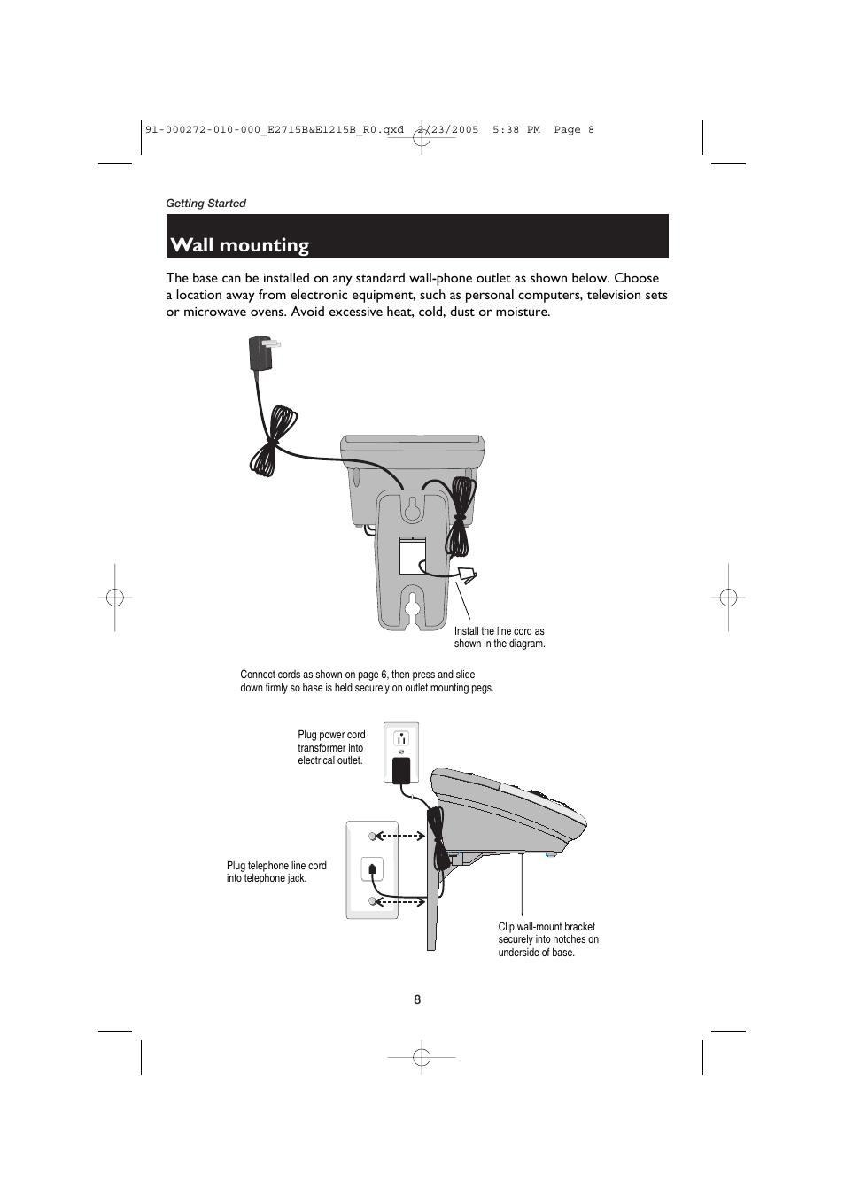 Wall mounting | AT&T E2715B User Manual | Page 10 / 28