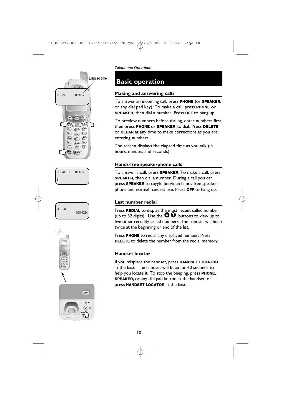 Basic operation | AT&T E2715B User Manual | Page 12 / 28