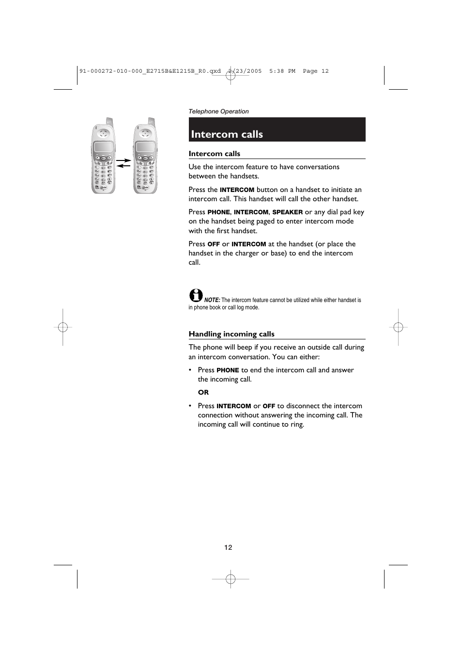 Intercom calls | AT&T E2715B User Manual | Page 14 / 28