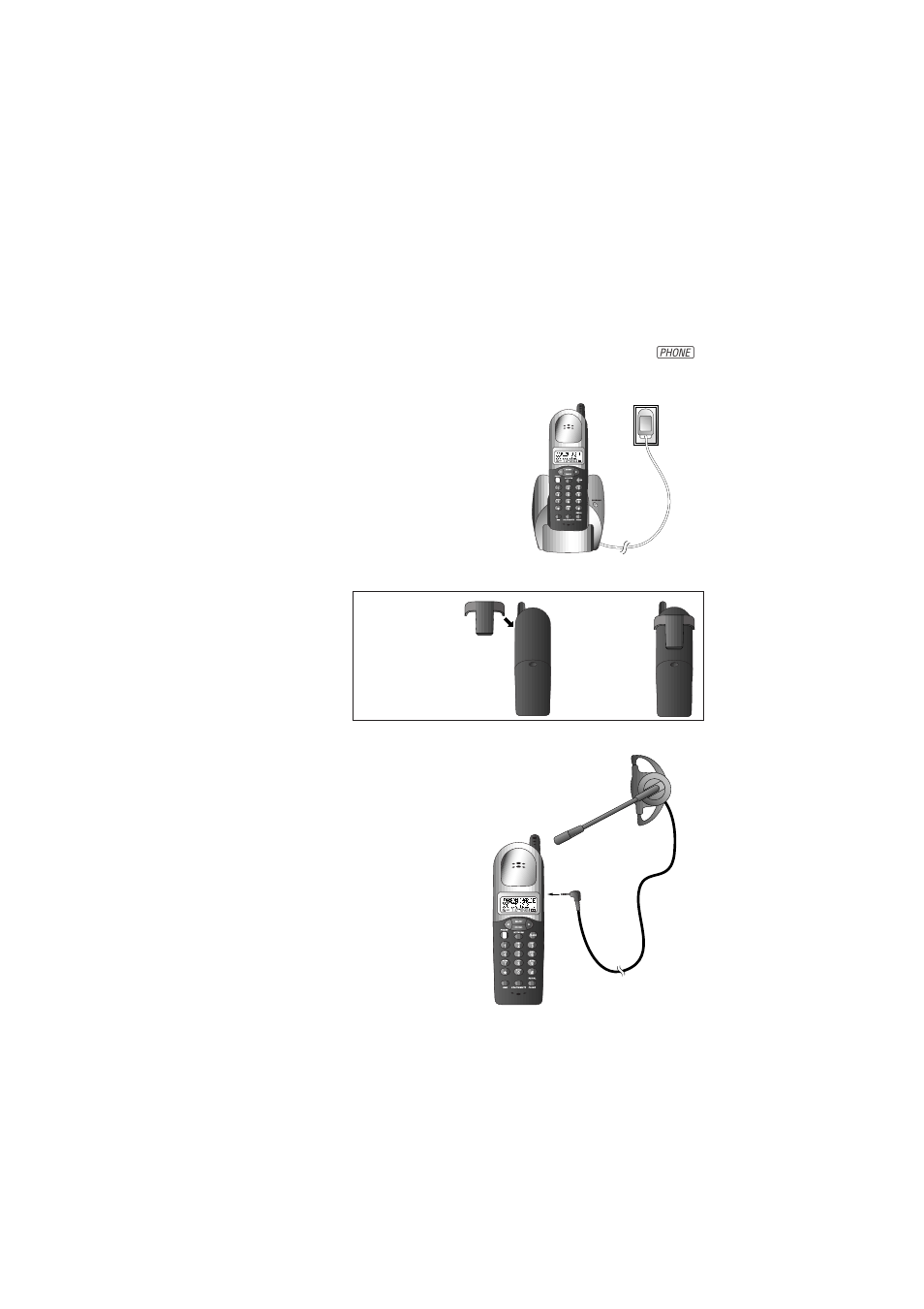 Installation, Spare charger installation, Belt clip | Headset | AT&T 2255 User Manual | Page 5 / 33