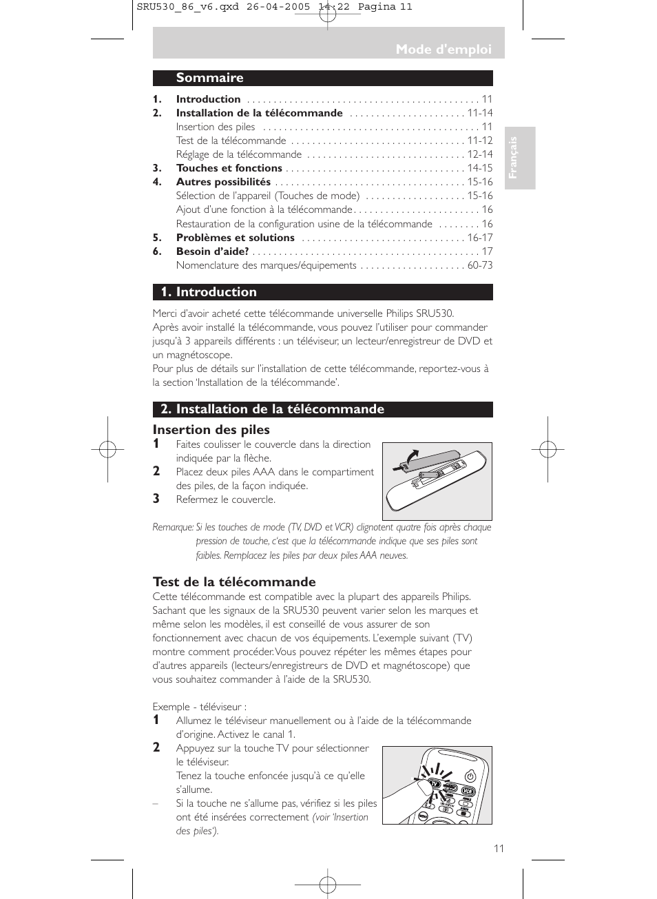 Philips Télécommande universelle User Manual | Page 11 / 76