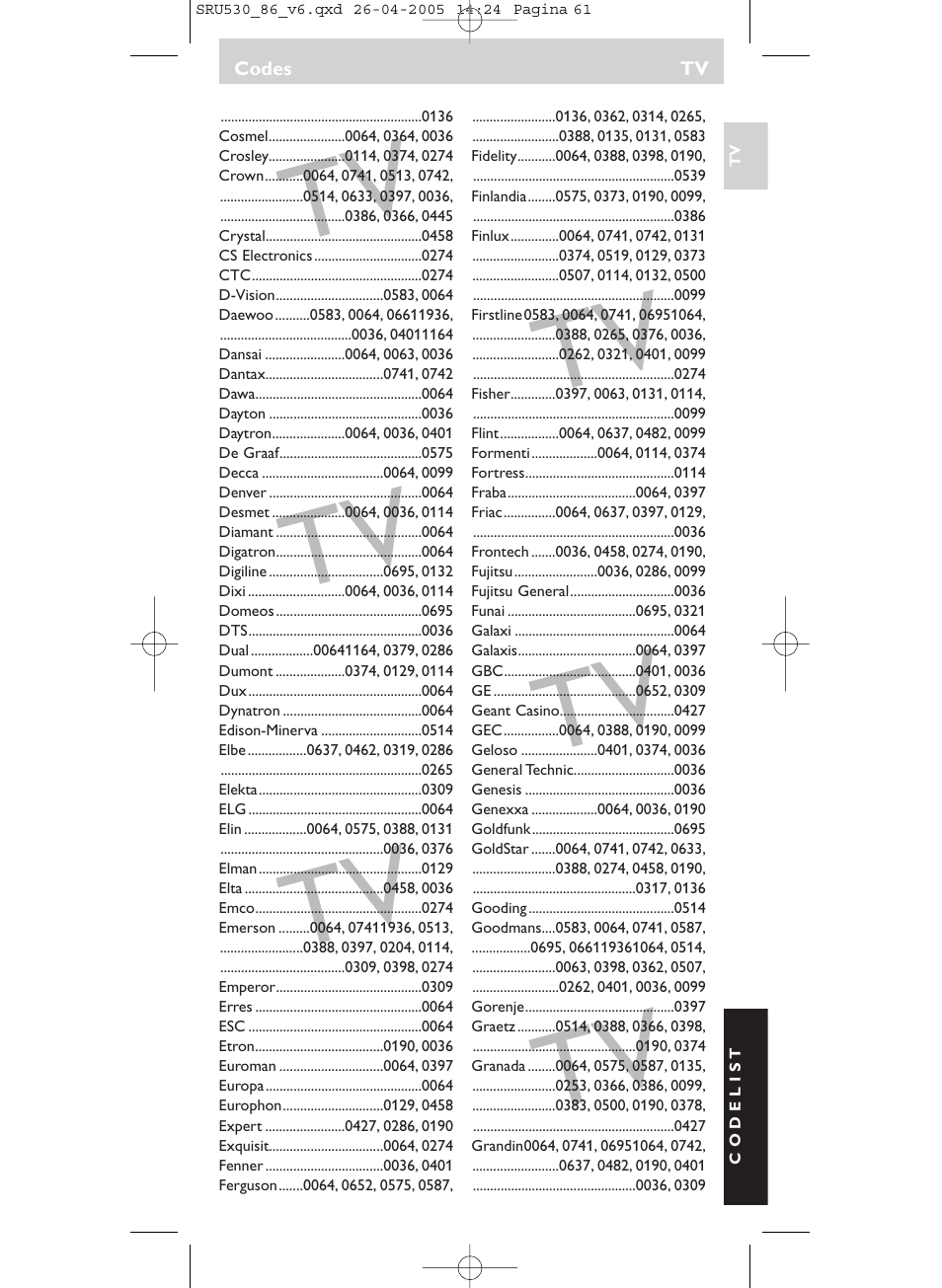 Philips Télécommande universelle User Manual | Page 61 / 76