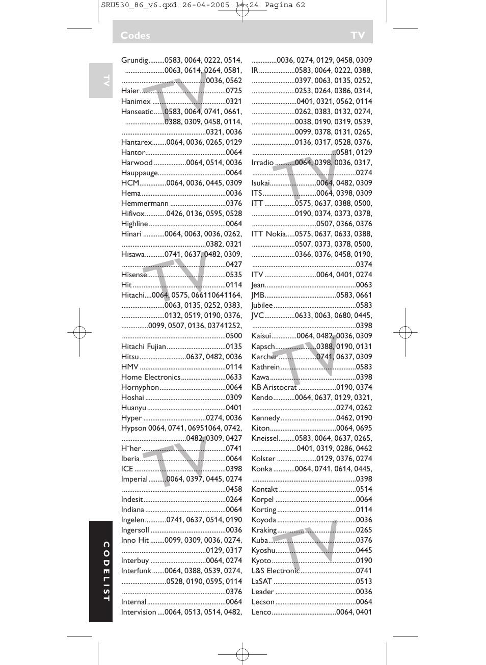 Philips Télécommande universelle User Manual | Page 62 / 76