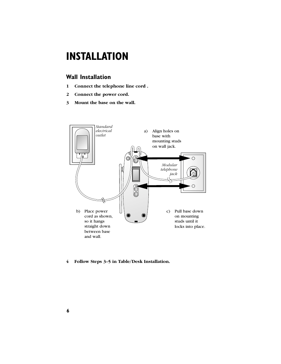 Installation, Wall installation | AT&T 9230 User Manual | Page 7 / 25
