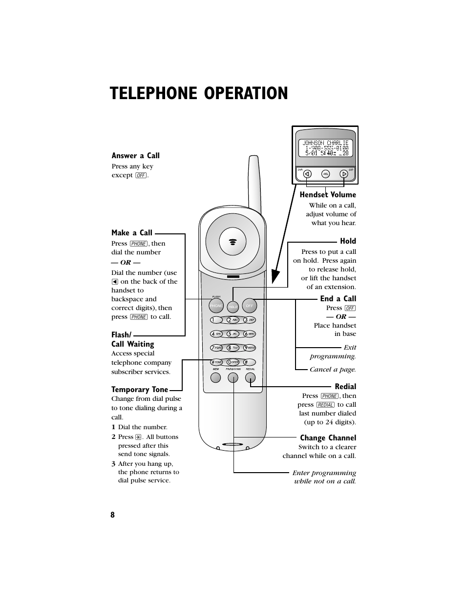Telephone operation | AT&T 9230 User Manual | Page 9 / 25
