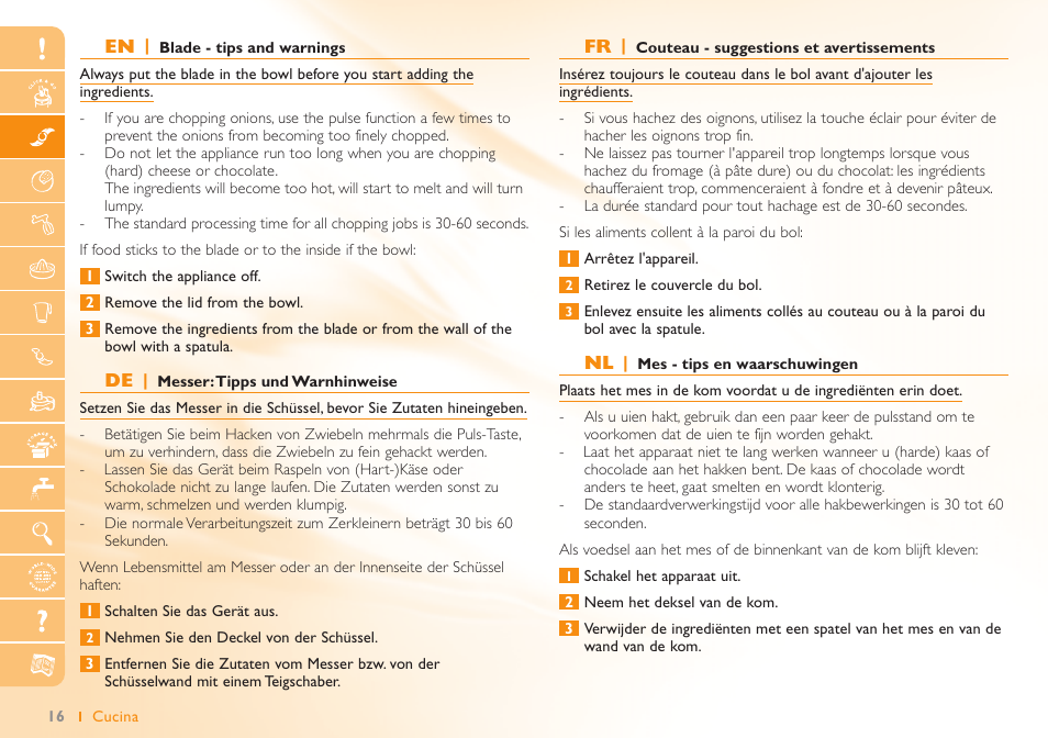 Philips Robot de cuisine User Manual | Page 16 / 64
