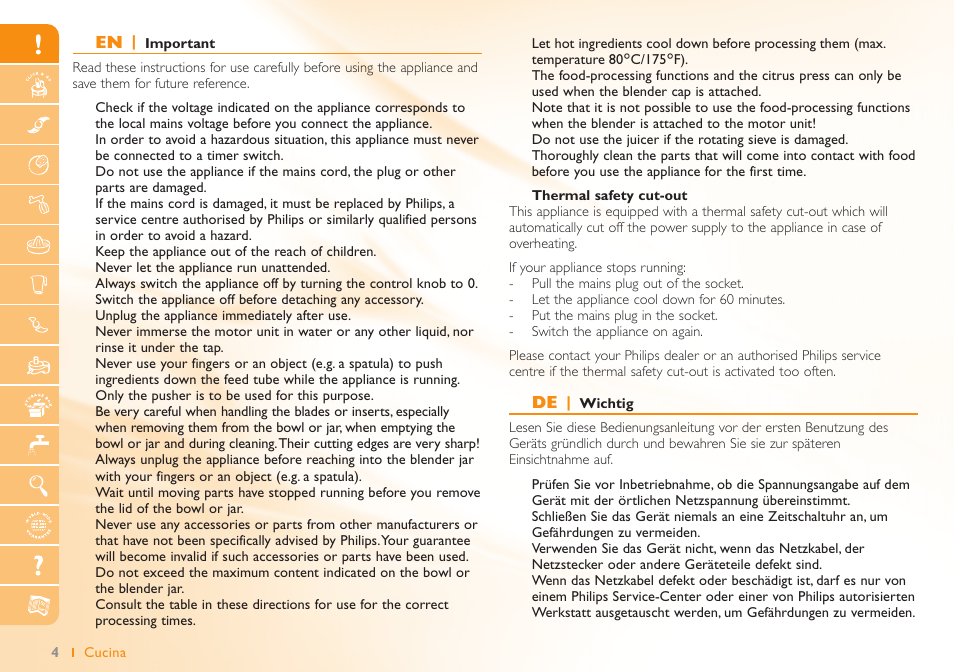 Philips Robot de cuisine User Manual | Page 4 / 64