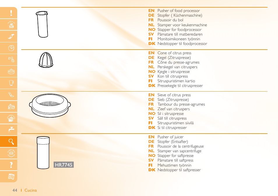 Philips Robot de cuisine User Manual | Page 44 / 64