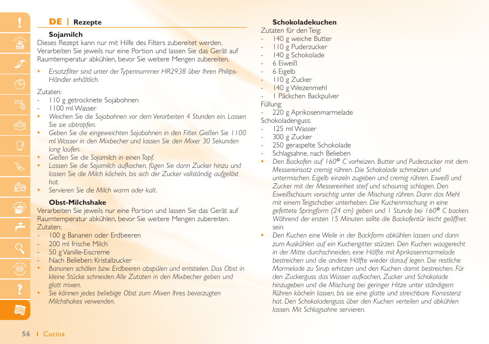 Philips Robot de cuisine User Manual | Page 56 / 64