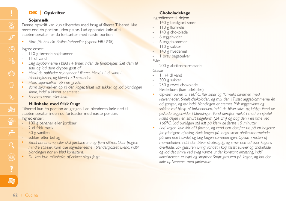 Philips Robot de cuisine User Manual | Page 62 / 64