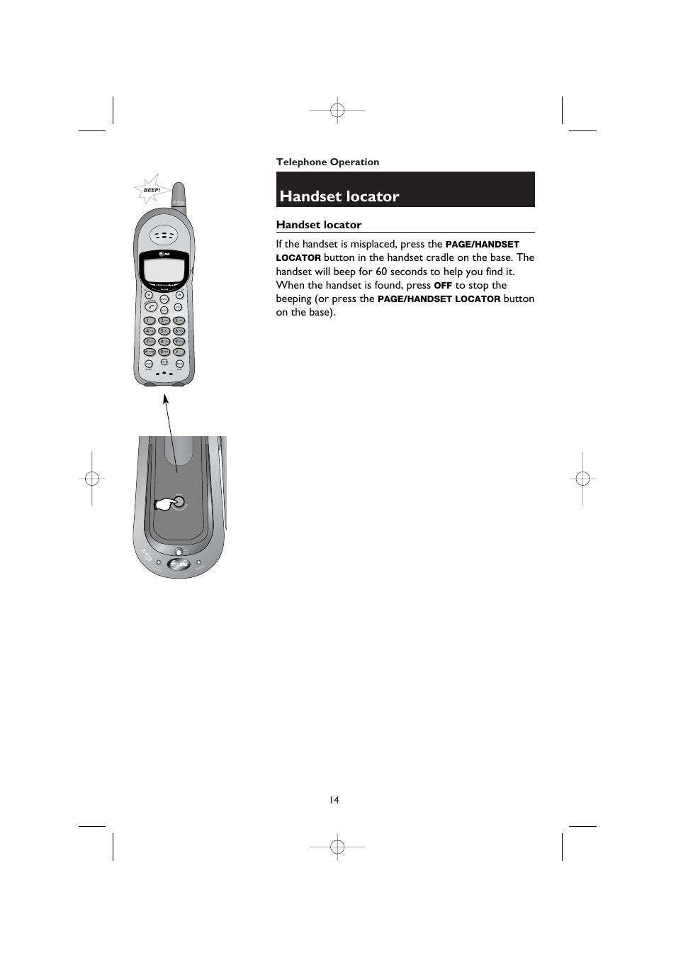Handset locator | AT&T 1445/1145 User Manual | Page 16 / 32