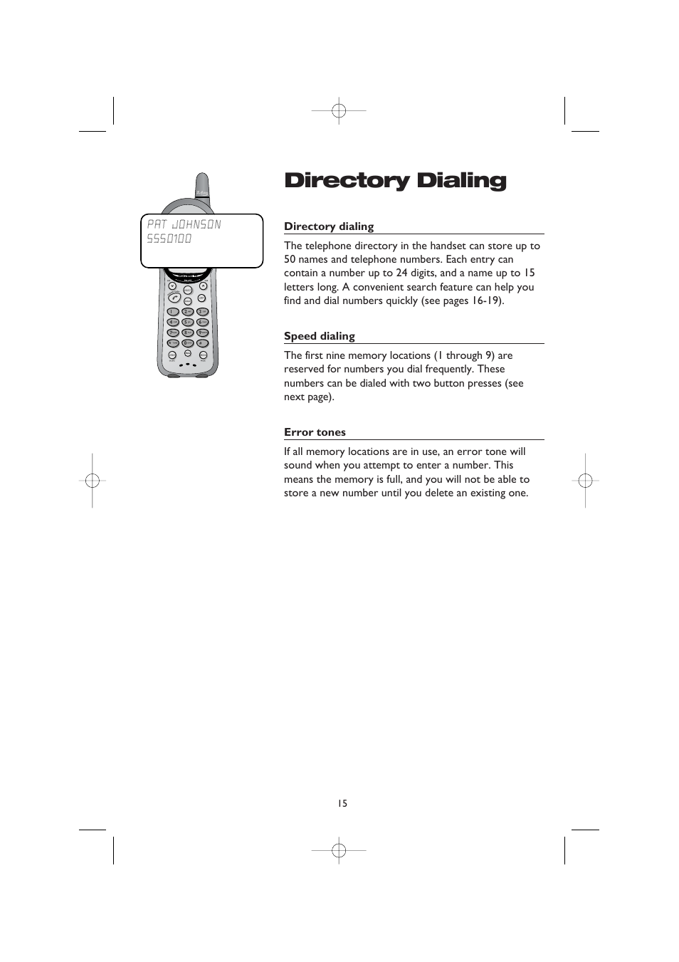 Directory dialing | AT&T 1445/1145 User Manual | Page 17 / 32