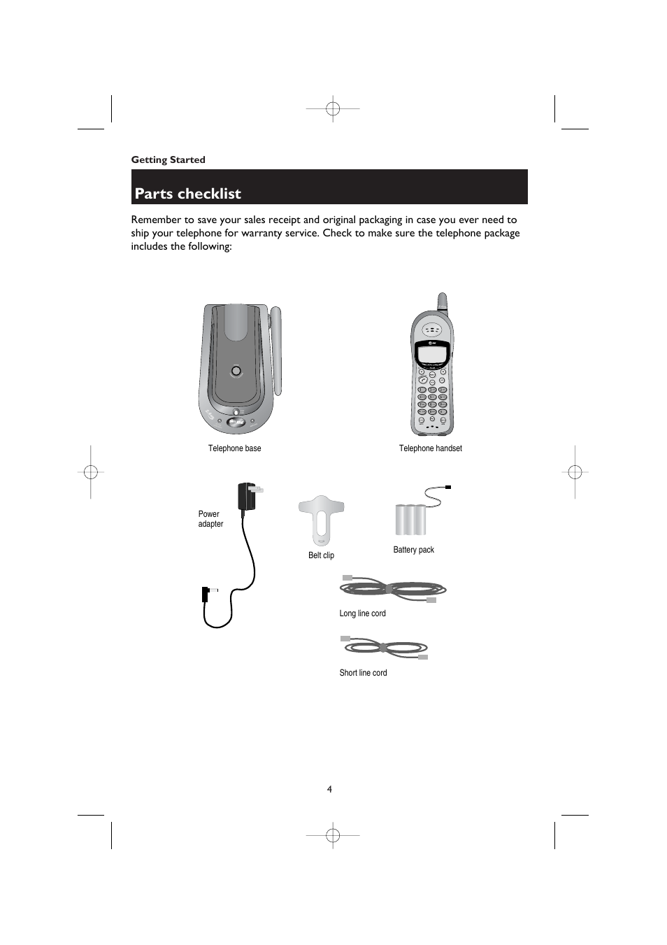 Parts checklist | AT&T 1445/1145 User Manual | Page 6 / 32