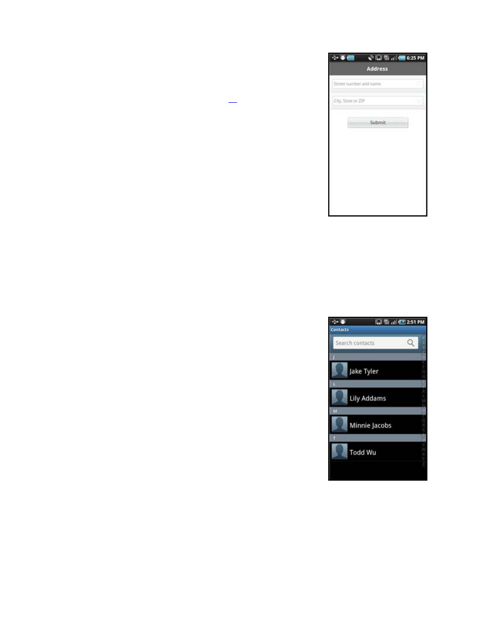 Address, Contacts | AT&T HD61W66 User Manual | Page 26 / 71