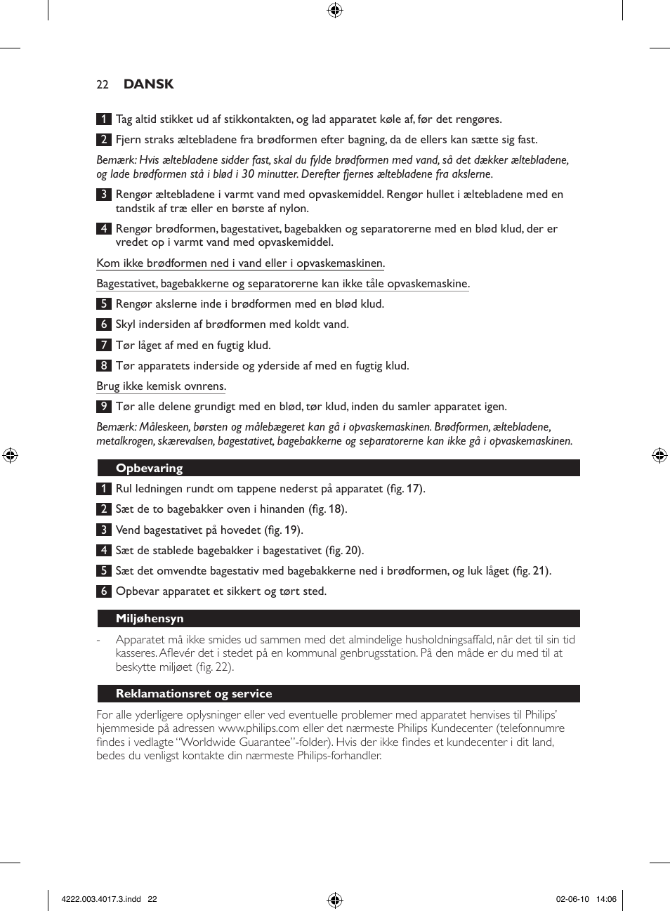 Philips Pure Essentials Collection Machine à pain User Manual | Page 22 / 126