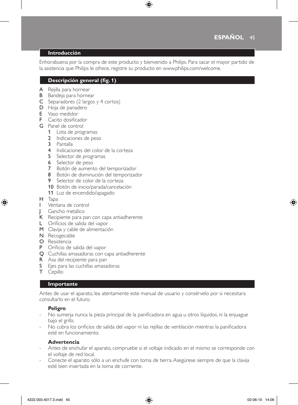 Philips Pure Essentials Collection Machine à pain User Manual | Page 45 / 126
