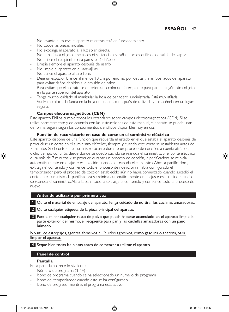 Philips Pure Essentials Collection Machine à pain User Manual | Page 47 / 126