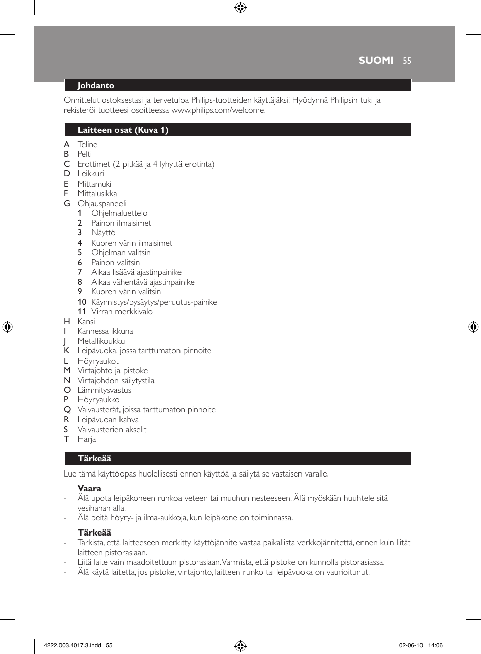 Philips Pure Essentials Collection Machine à pain User Manual | Page 55 / 126