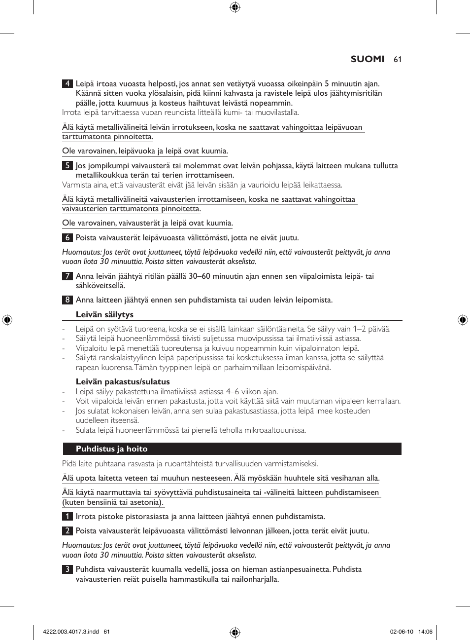 Philips Pure Essentials Collection Machine à pain User Manual | Page 61 / 126