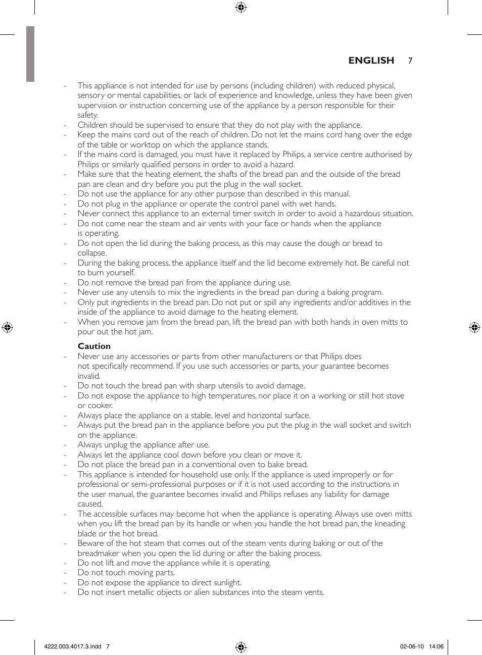 Philips Pure Essentials Collection Machine à pain User Manual | Page 7 / 126