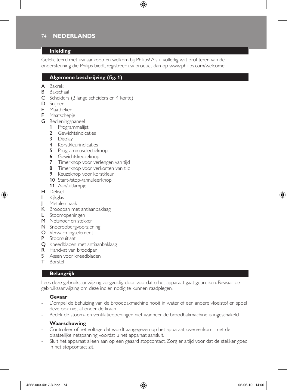 Philips Pure Essentials Collection Machine à pain User Manual | Page 74 / 126