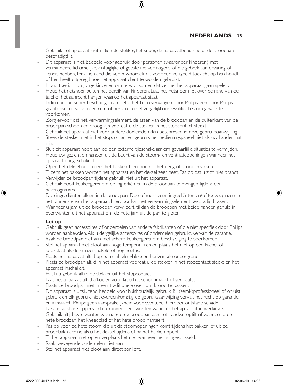 Philips Pure Essentials Collection Machine à pain User Manual | Page 75 / 126