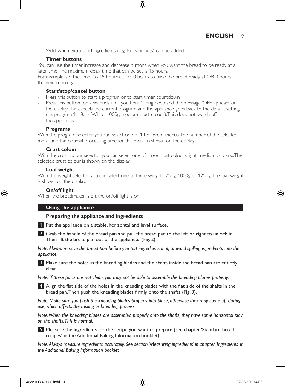 Philips Pure Essentials Collection Machine à pain User Manual | Page 9 / 126