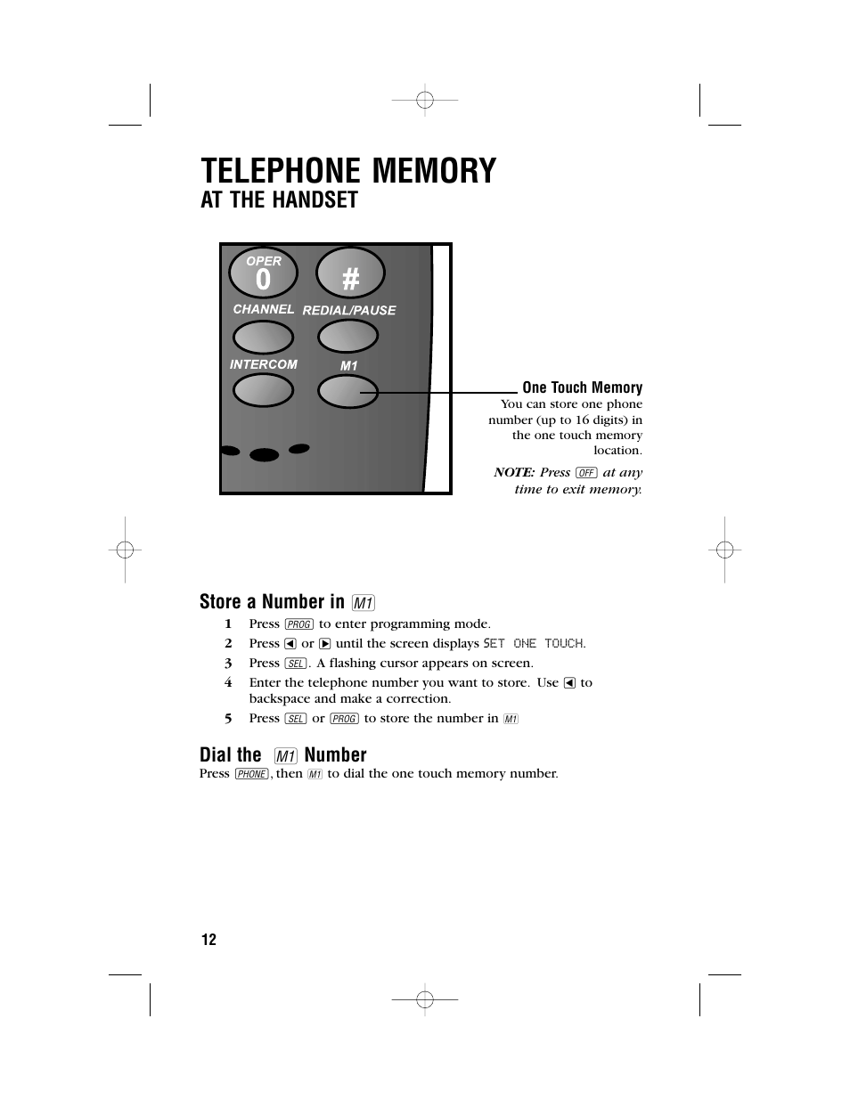 At the handset, Store a number in, Dial the | Number | AT&T 9371 User Manual | Page 15 / 36