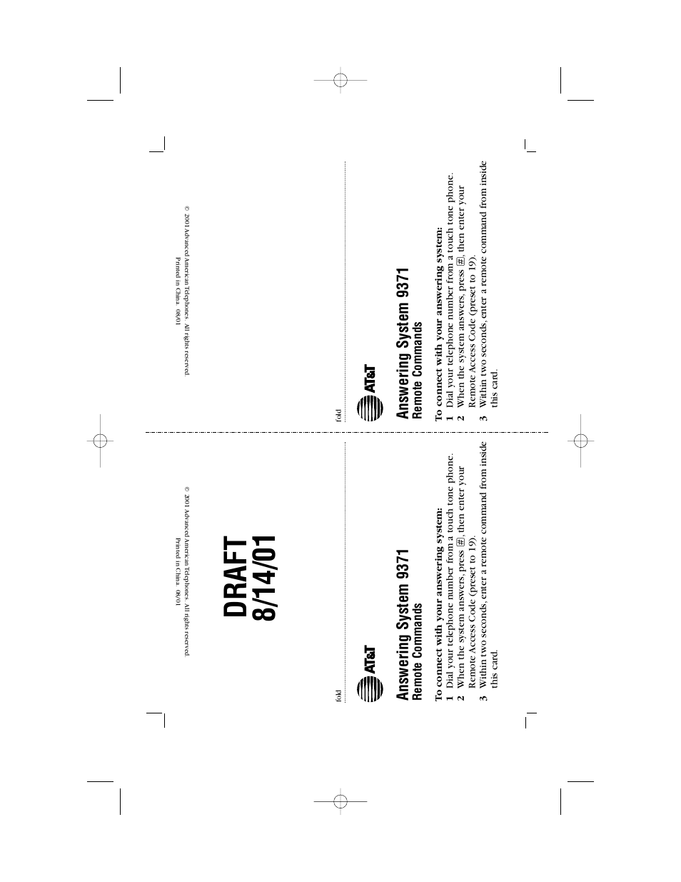 Answering system 9371, Remote commands | AT&T 9371 User Manual | Page 35 / 36