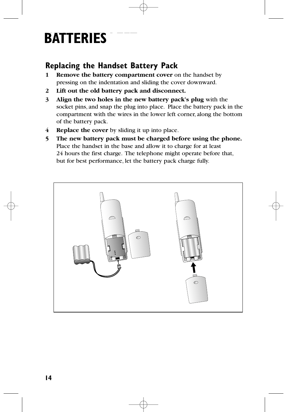 Headline left, Batteries, Headline l-sub | AT&T 6100 User Manual | Page 15 / 17