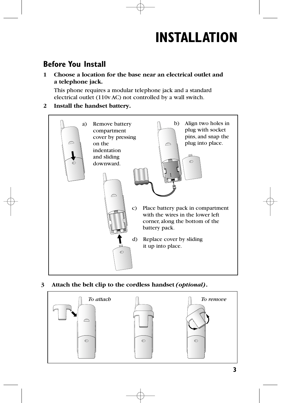 Installation, Before you install | AT&T 6100 User Manual | Page 4 / 17