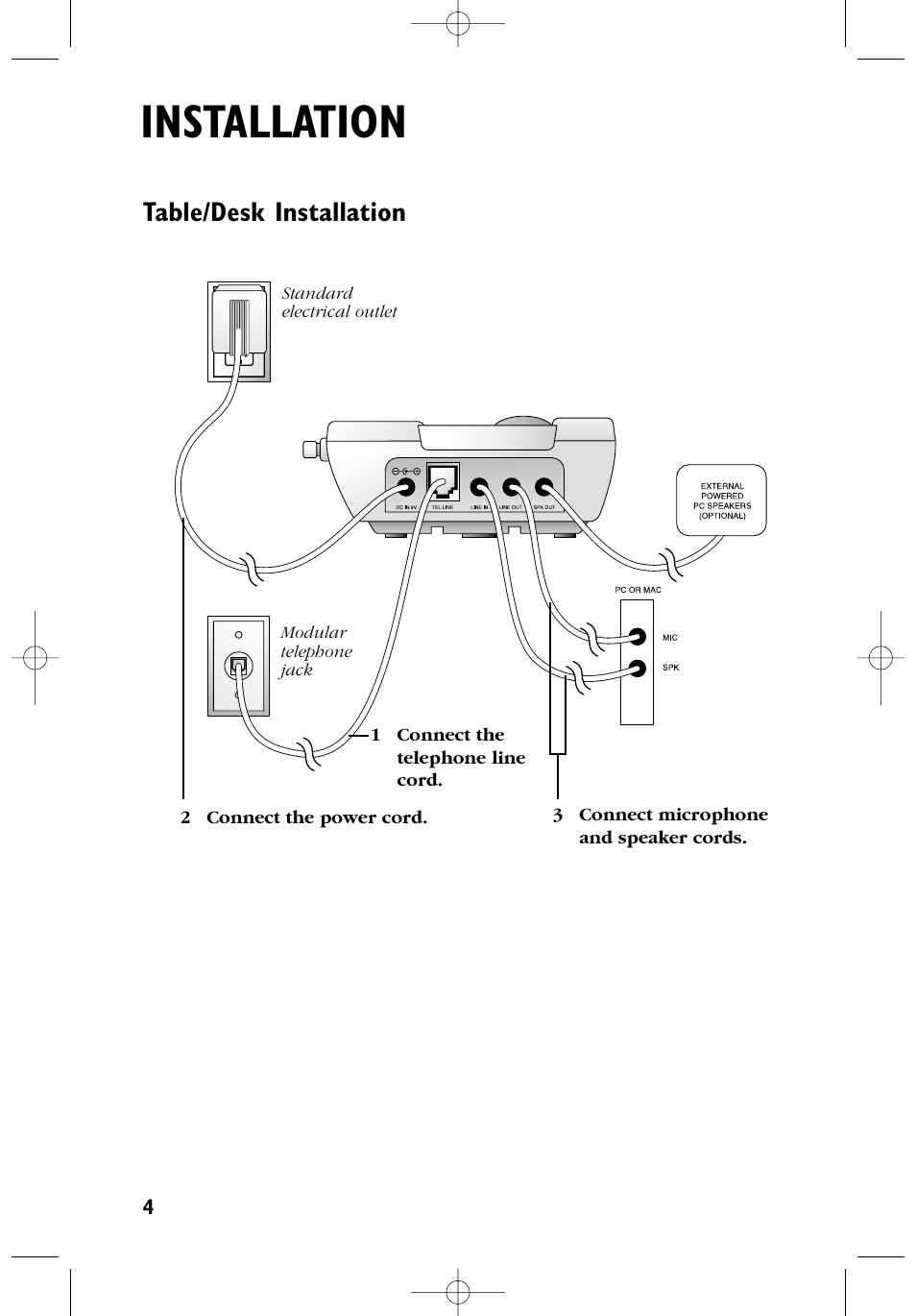 Installation, Table/desk installation | AT&T 6100 User Manual | Page 5 / 17