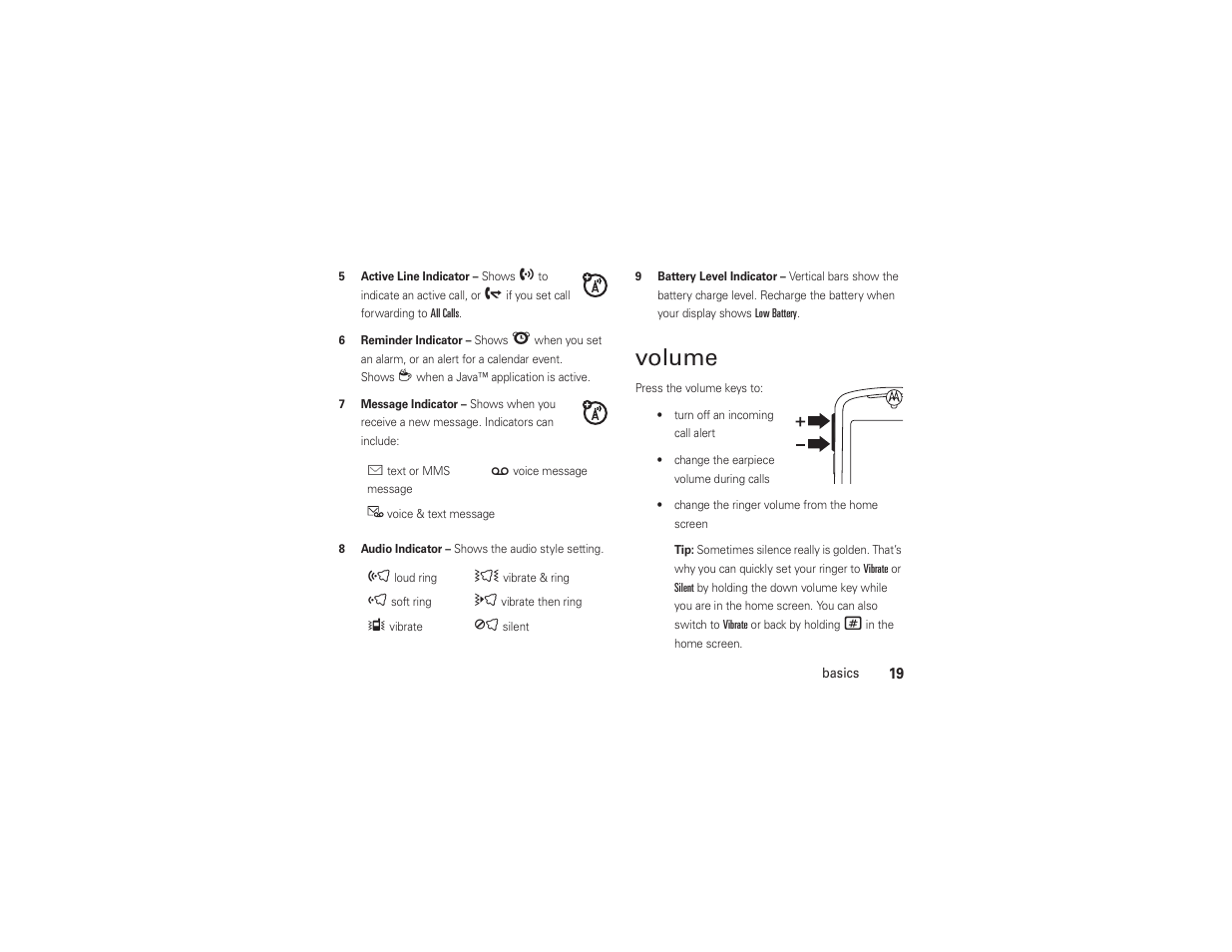 Volume | AT&T MOTO Z9 User Manual | Page 21 / 248